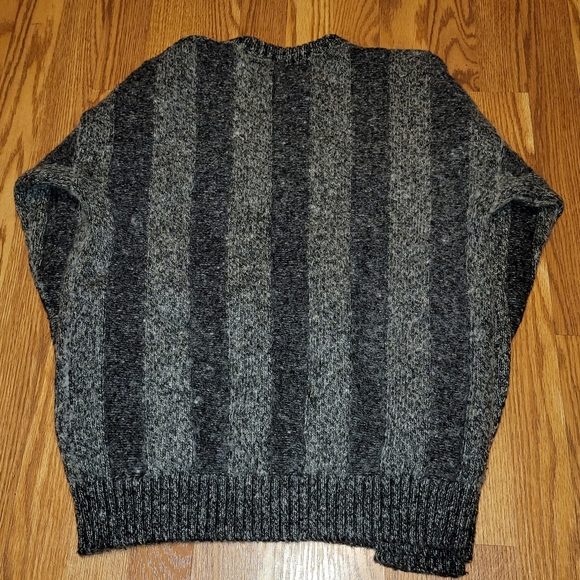 Vintage Damon Pure Wool Tan Striped Long Sleeve Sweater Tall Man Size Large LT - Picture 9 of 9